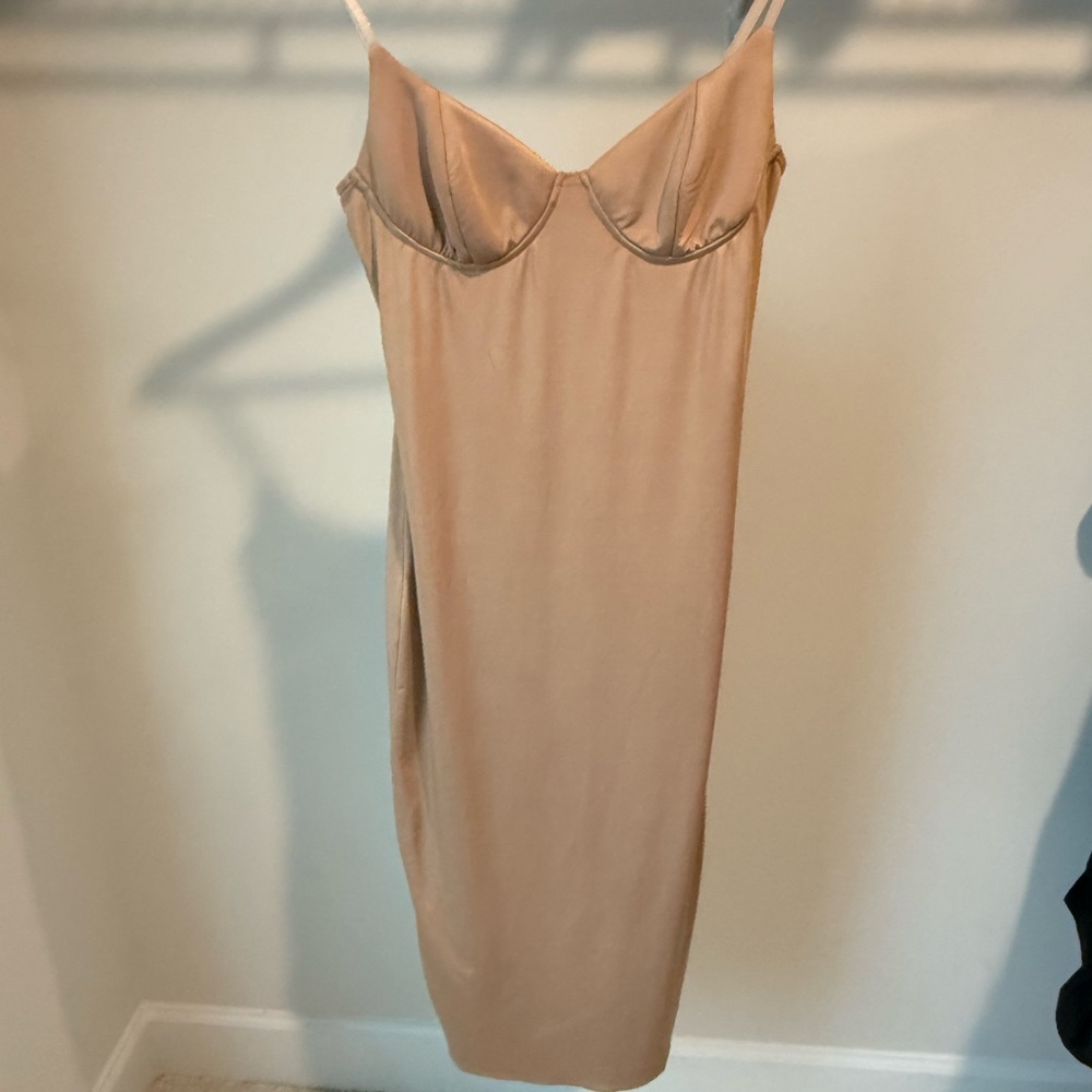 JLUXLABEL Tan Spaghetti Strap Dress